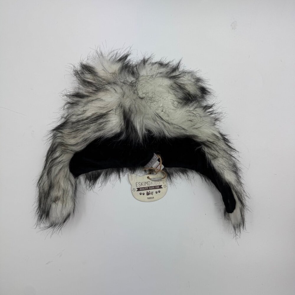 Eskimo Kids Toddler Wolf Faux Fur Hat With Earmuffs - Modacrylic & Polyester